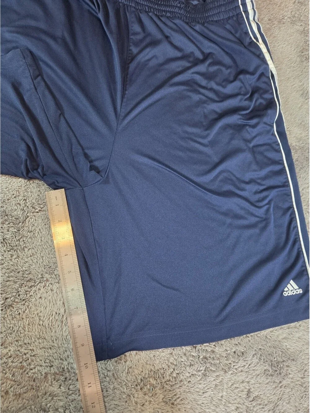 Vintage Y2K Adidas Climalite 2XL Navy 3 Stripe Athletic Soccer Shorts Drawstring